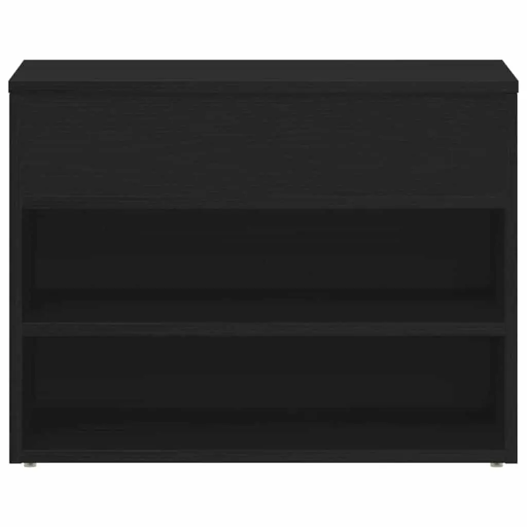 Black Oak Shoe Bench with Shelf for Hallways