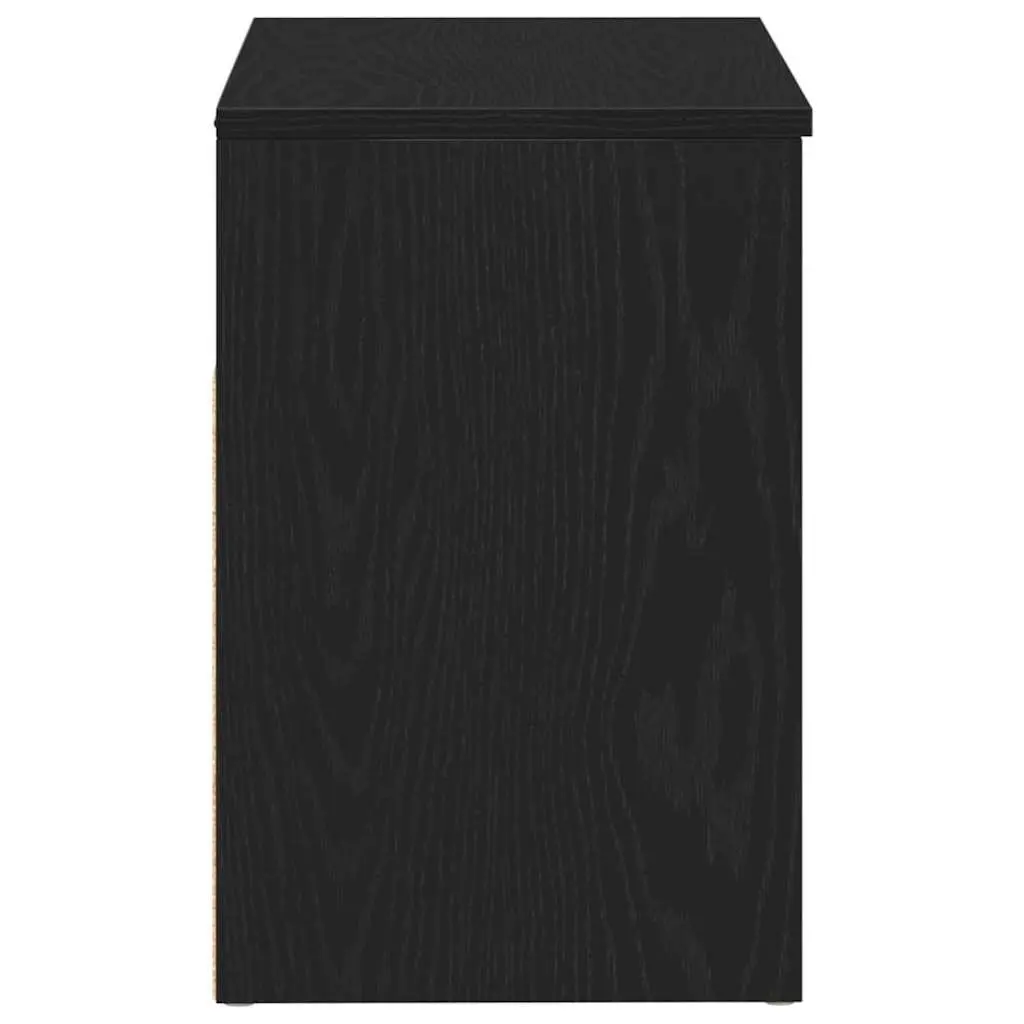 Black Oak Shoe Bench with Shelf for Hallways