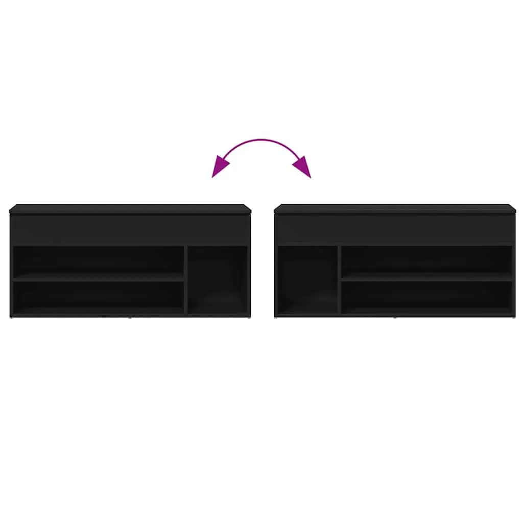 Black Storage Bench for Shoe Organisation and Seating