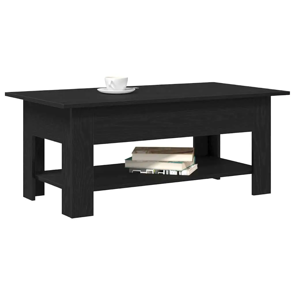 Coffee Table Engineered Wood 102cm Black Oak Modern Minimalist Living Room Storage