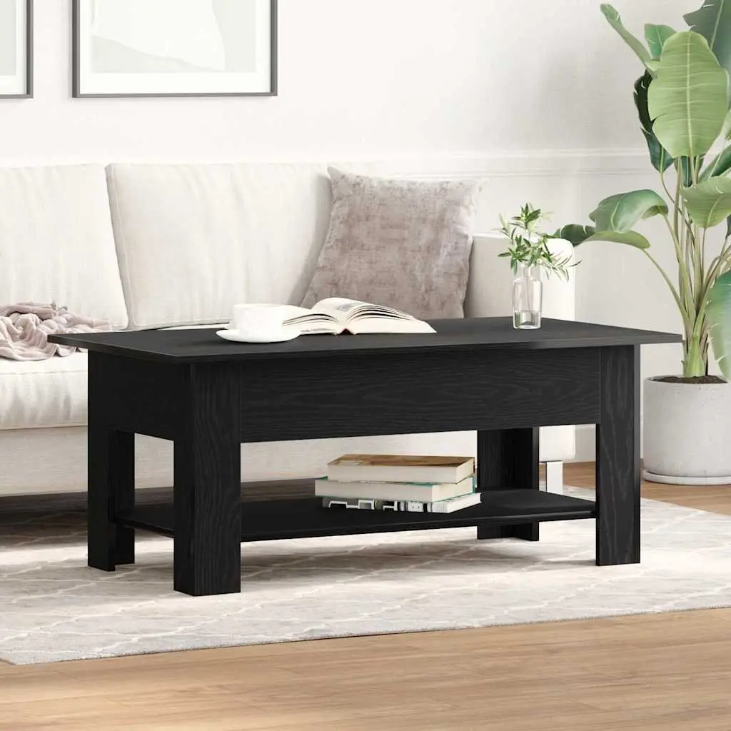 Coffee Table Engineered Wood 102cm Black Oak Modern Minimalist Living Room Storage