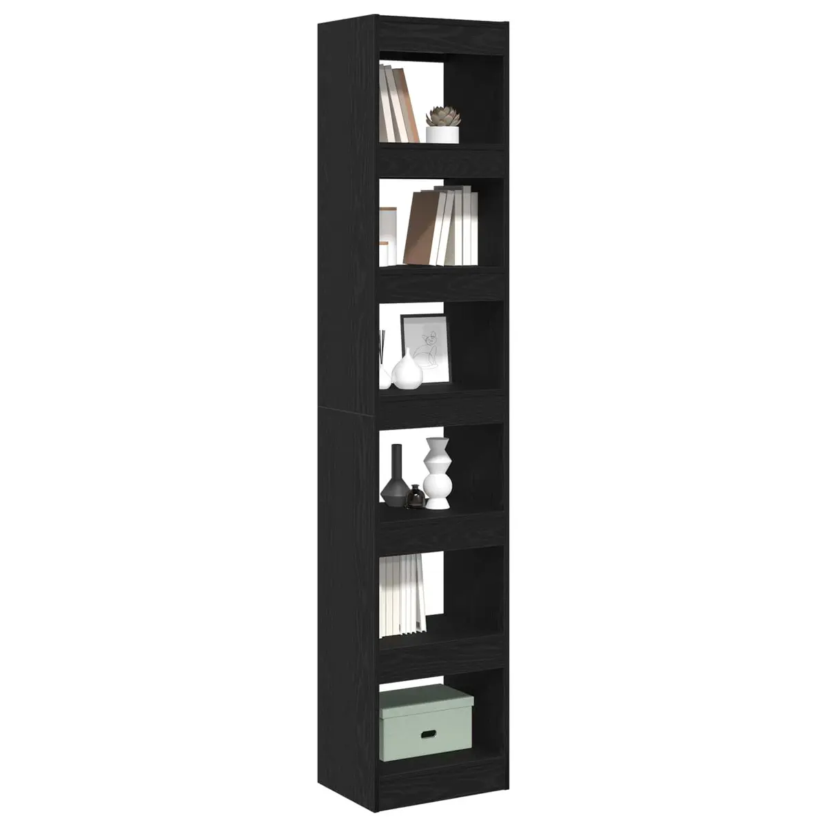 Book Cabinet Engineered Wood 40 x 30 x 198 cm Black Oak Freestanding Shelving Unit