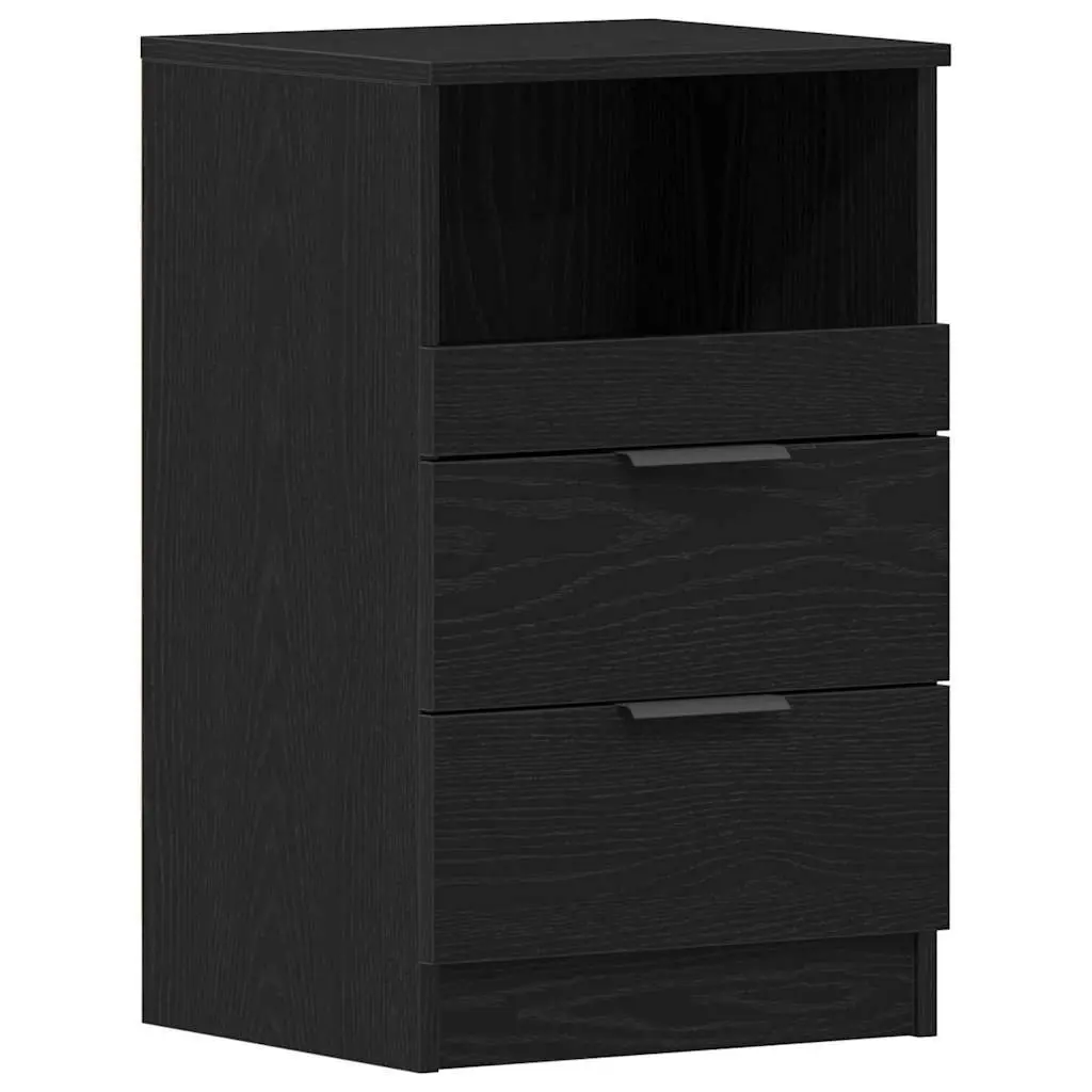Black Oak Bedside Cabinet with Drawer and Shelf