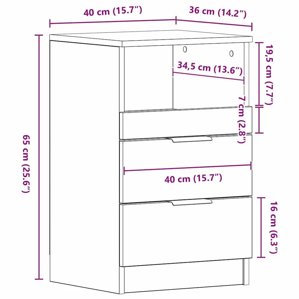 Black Oak Bedside Cabinet with Drawer and Shelf