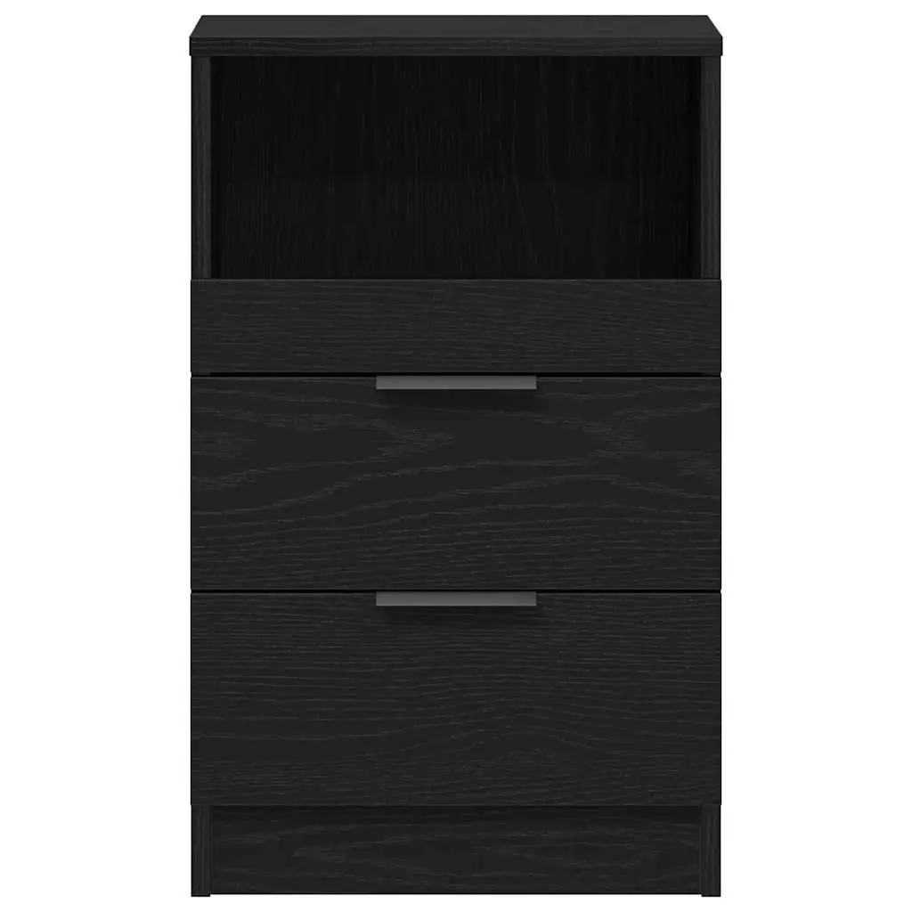 Black Oak Bedside Cabinet with Drawer and Shelf