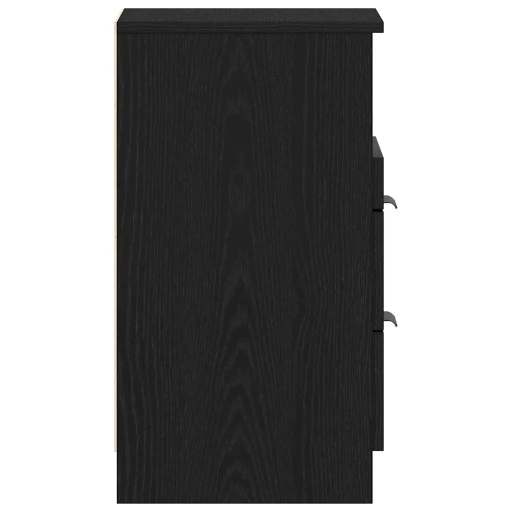 Black Oak Bedside Cabinet with Drawer and Shelf