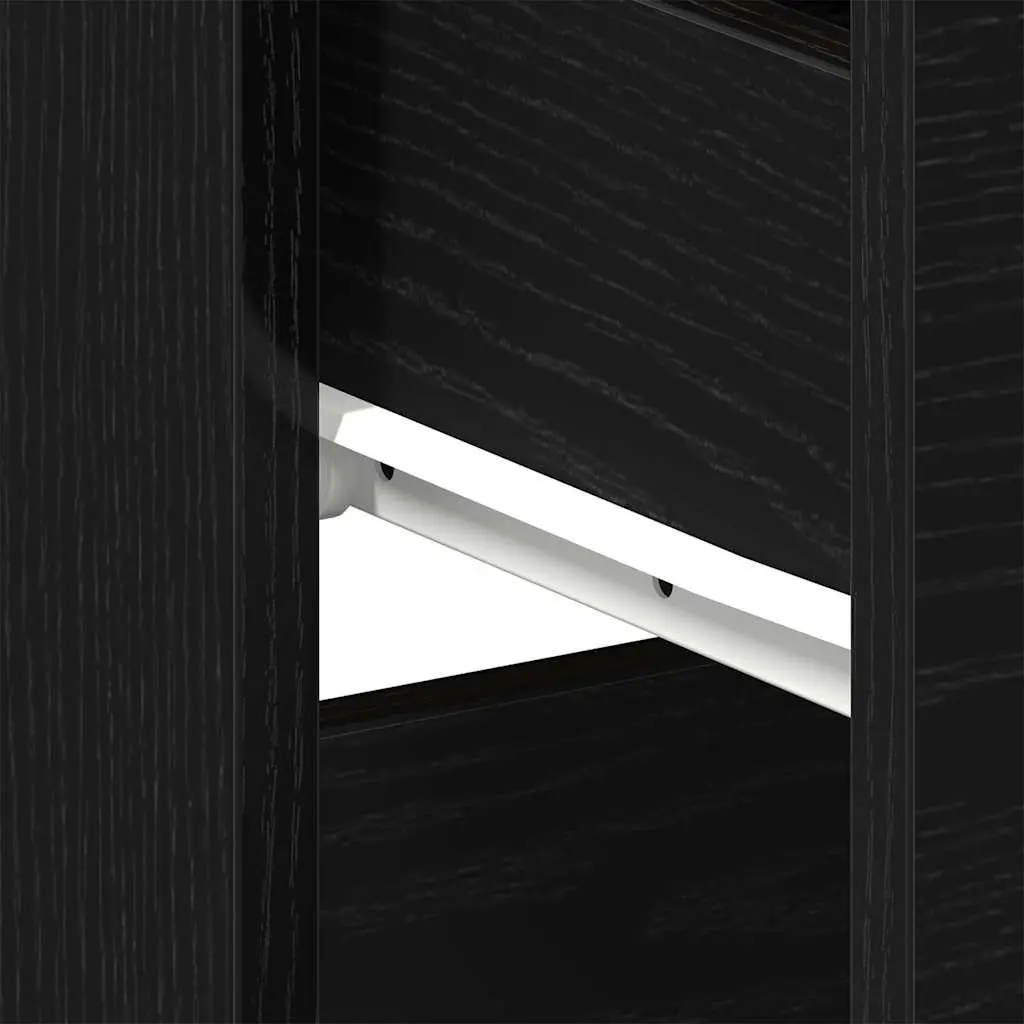 Black Oak Bedside Cabinet with Drawer and Shelf