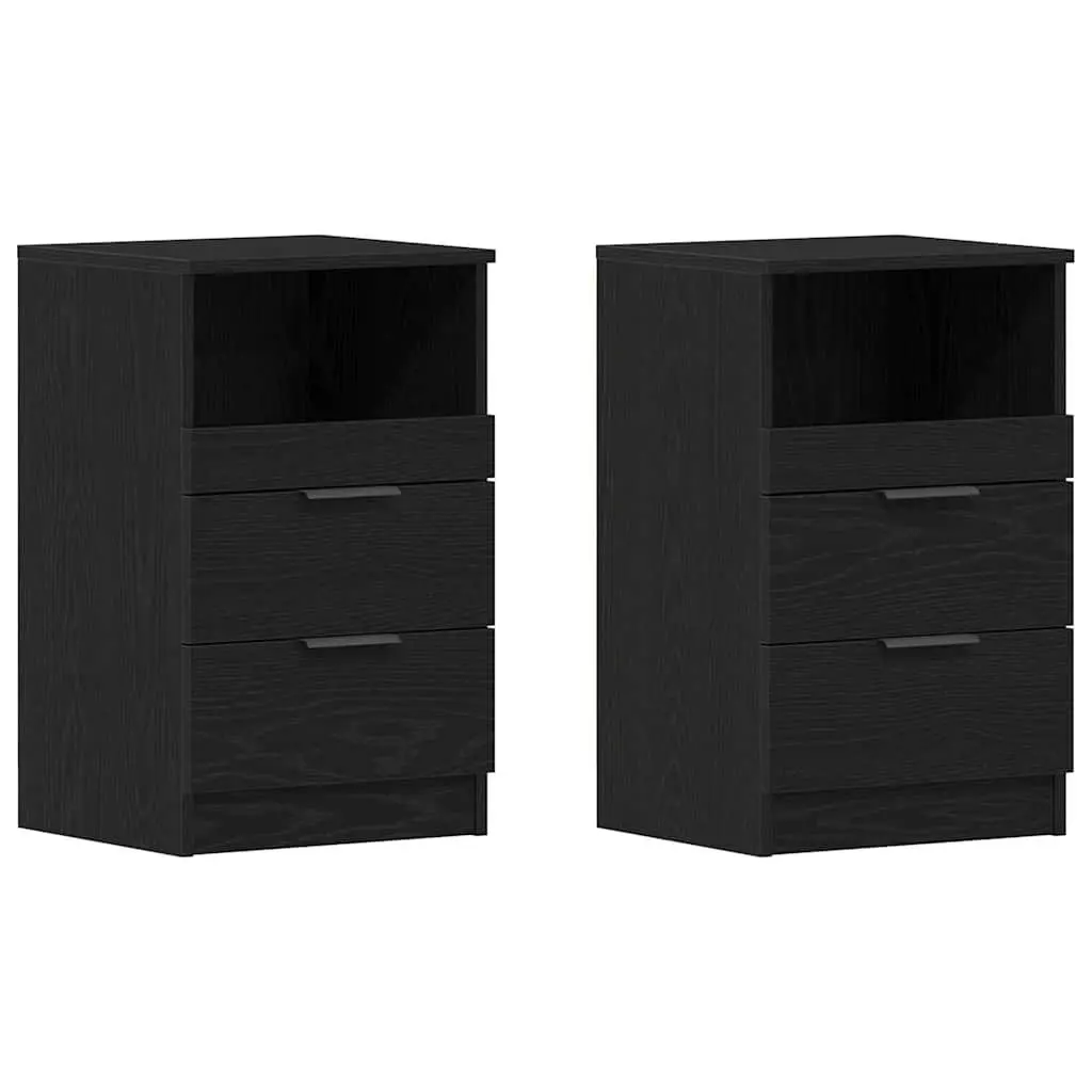 Black Oak Engineered Wood Bedside Cabinets