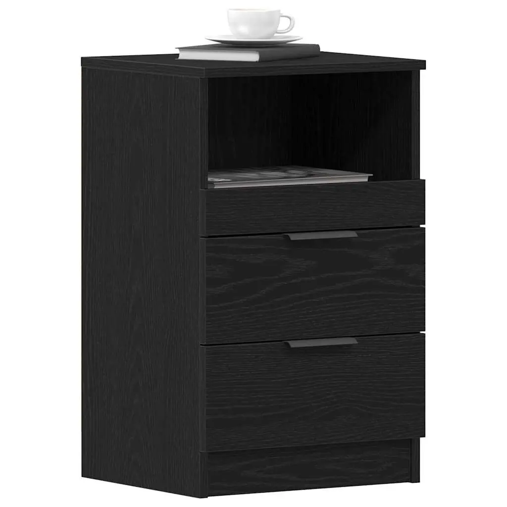 Black Oak Engineered Wood Bedside Cabinets
