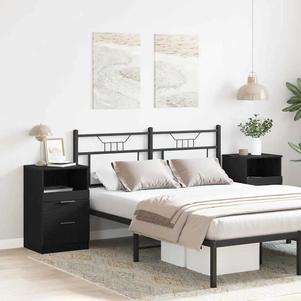 Black Oak Engineered Wood Bedside Cabinets