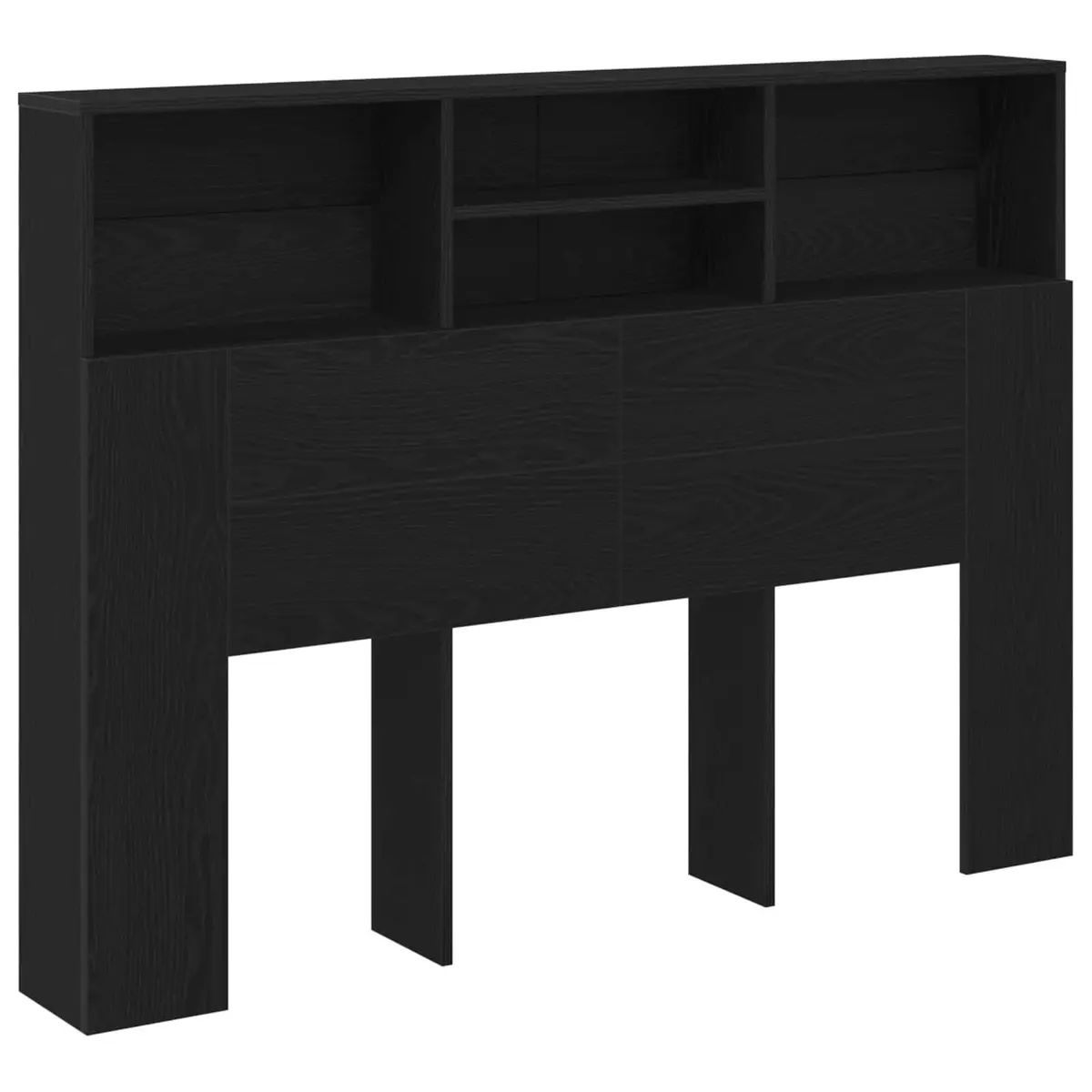 Black Oak Wall-Mounted Headboard Cabinet