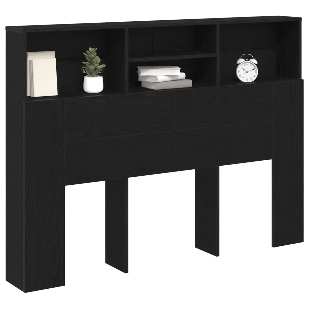 Black Oak Wall-Mounted Headboard Cabinet