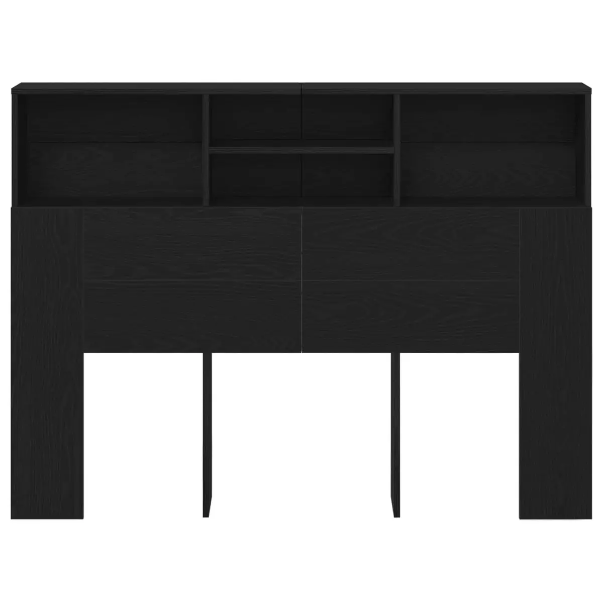 Black Oak Wall-Mounted Headboard Cabinet