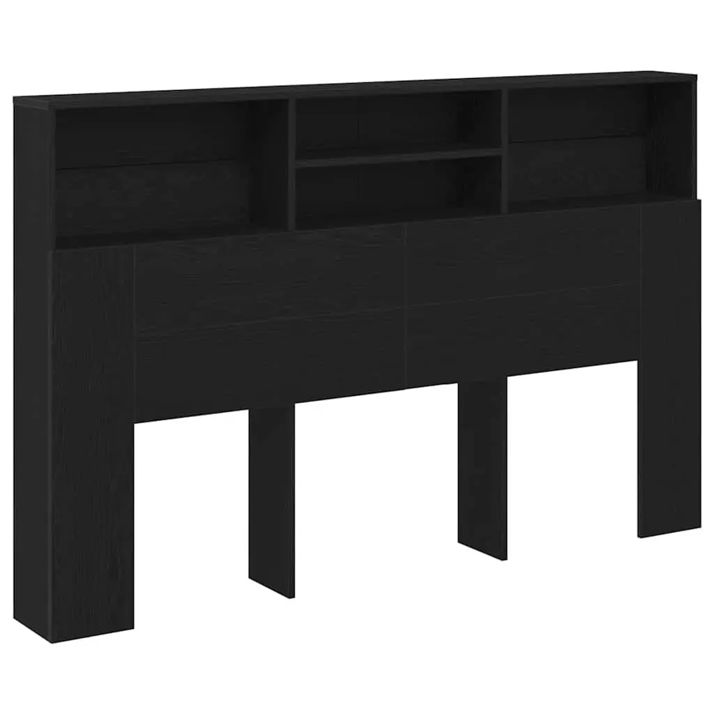Wall-Mounted Headboard Cabinet Engineered Wood 160cm Black Oak