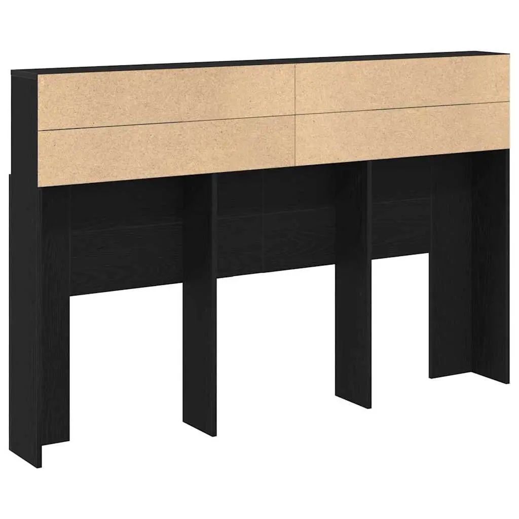 Wall-Mounted Headboard Cabinet Engineered Wood 160cm Black Oak