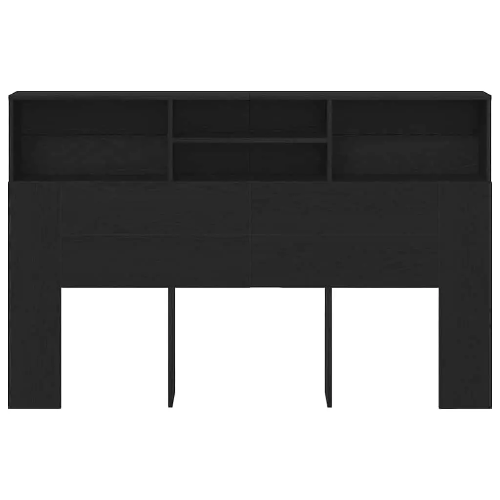 Wall-Mounted Headboard Cabinet Engineered Wood 160cm Black Oak