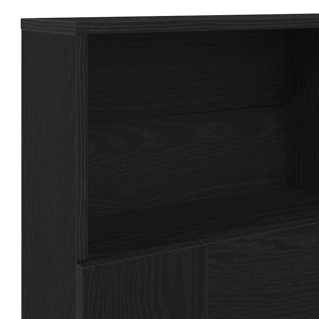 Wall-Mounted Headboard Cabinet Engineered Wood 160cm Black Oak