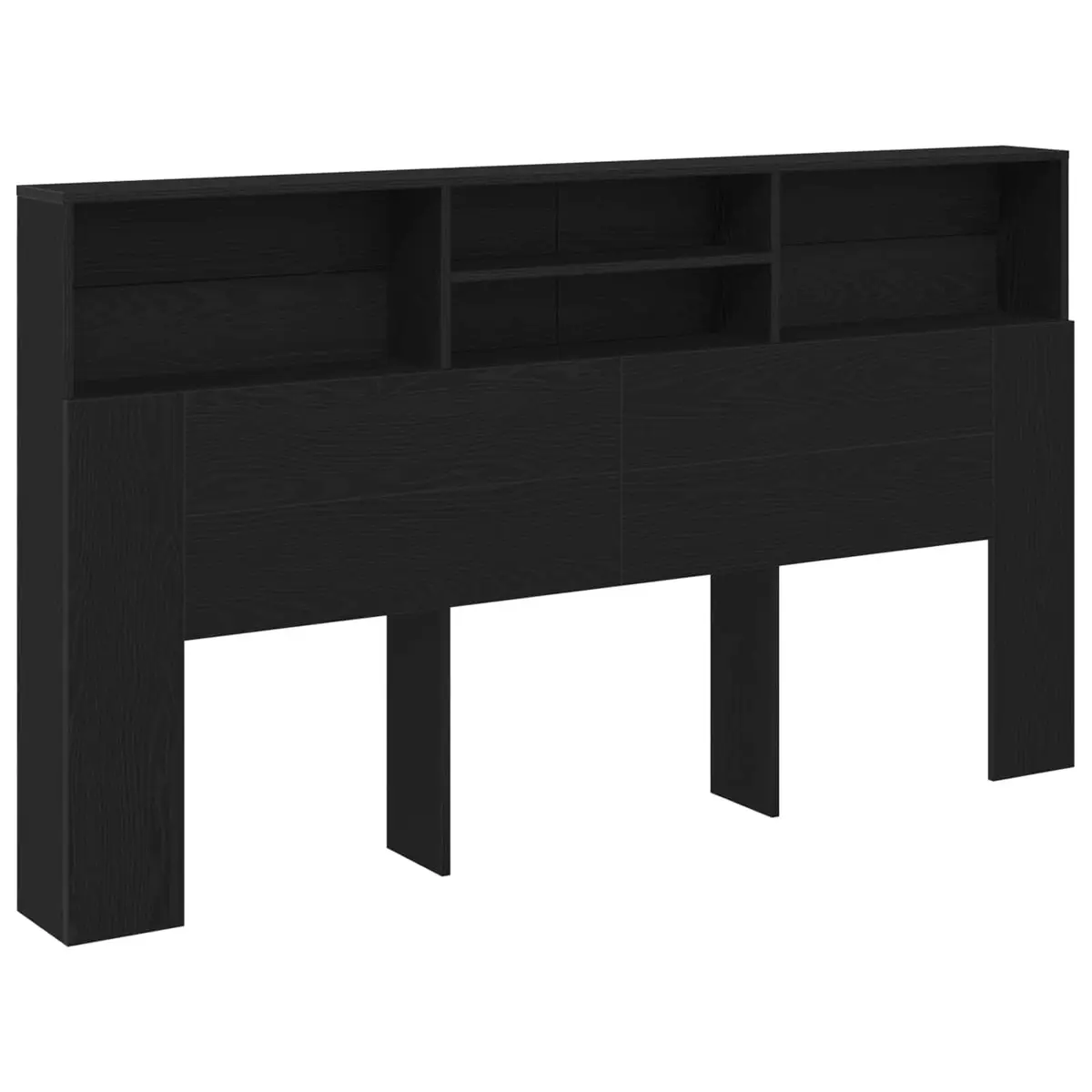 Black Oak Wall-Mounted Headboard Cabinet