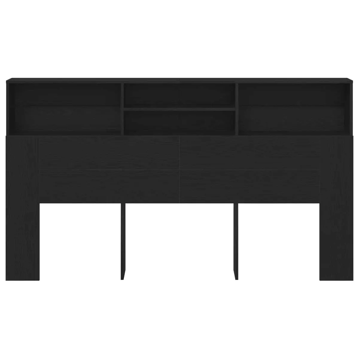 Black Oak Wall-Mounted Headboard Cabinet