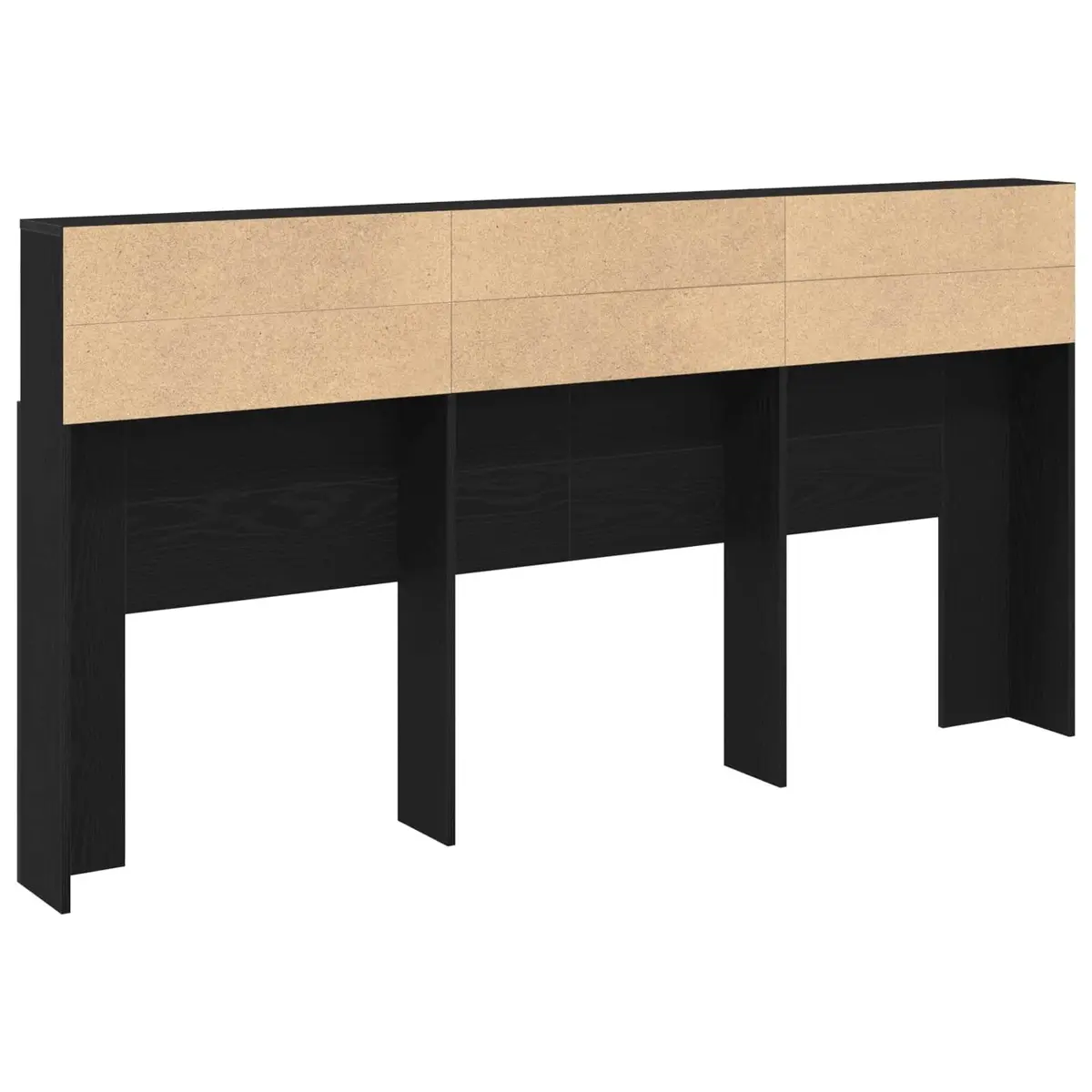 Black Oak Wall-Mounted Headboard Cabinet with Shelves