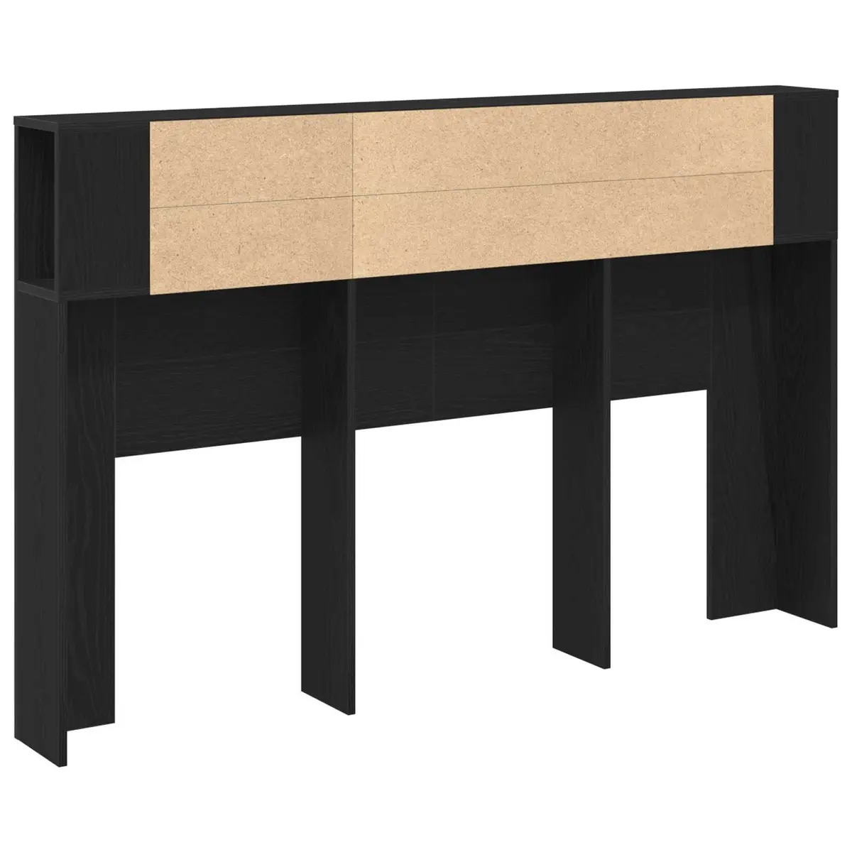 Wall-Mounted Black Headboard Cabinet with Integrated Shelf