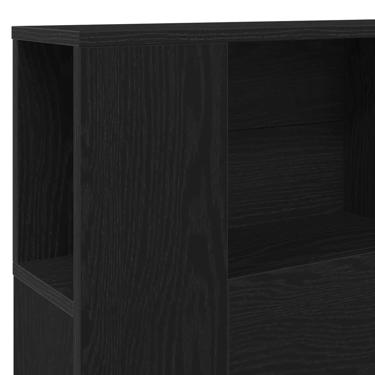 Wall-Mounted Black Headboard Cabinet with Integrated Shelf