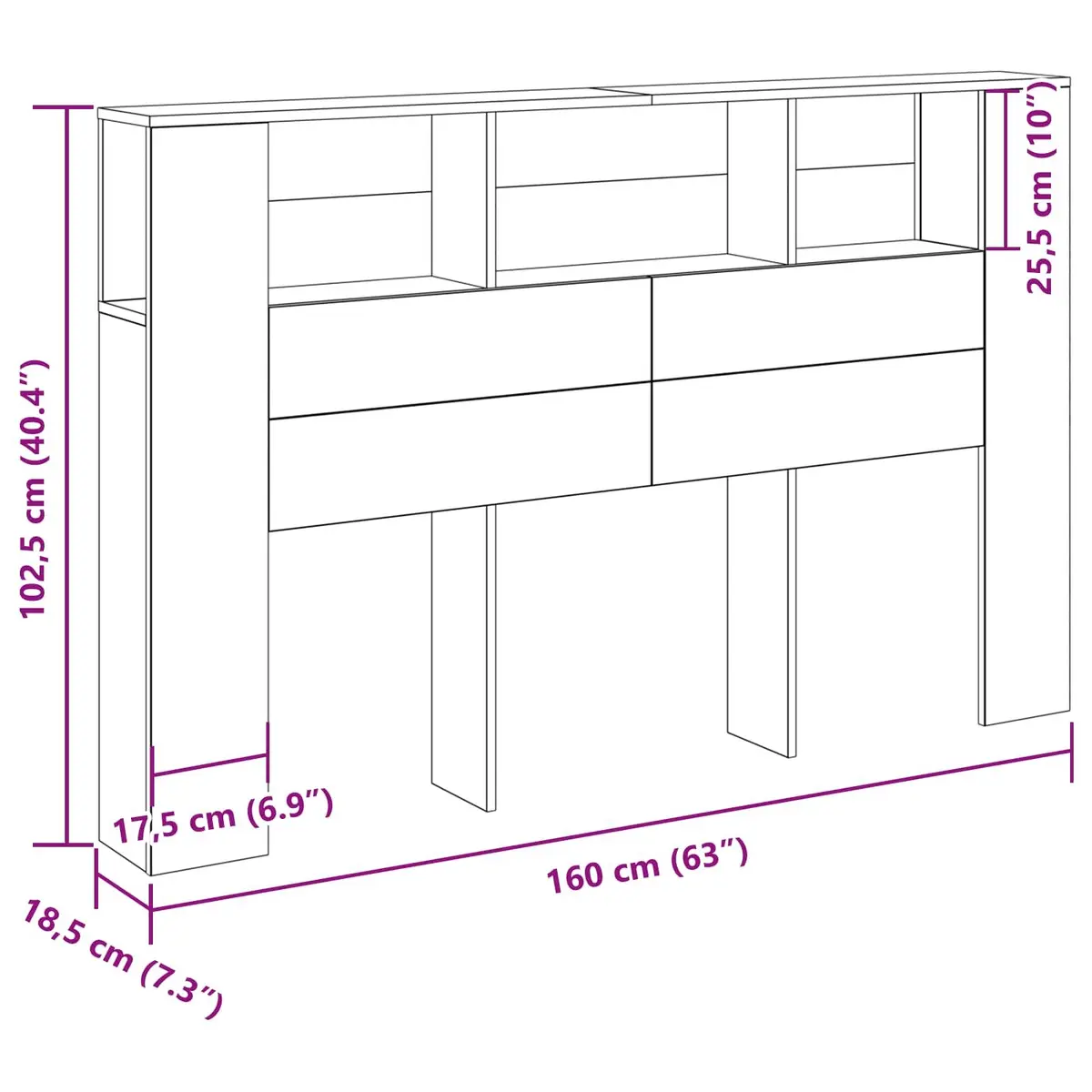 Wall-Mounted Black Headboard Cabinet with Integrated Shelf