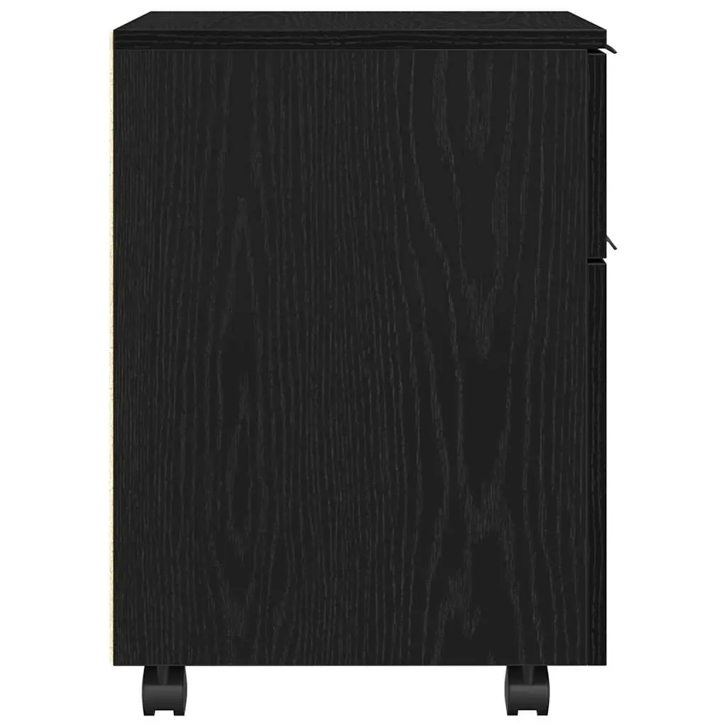 Black Oak Rolling File Cabinet 45x38x54cm for Office