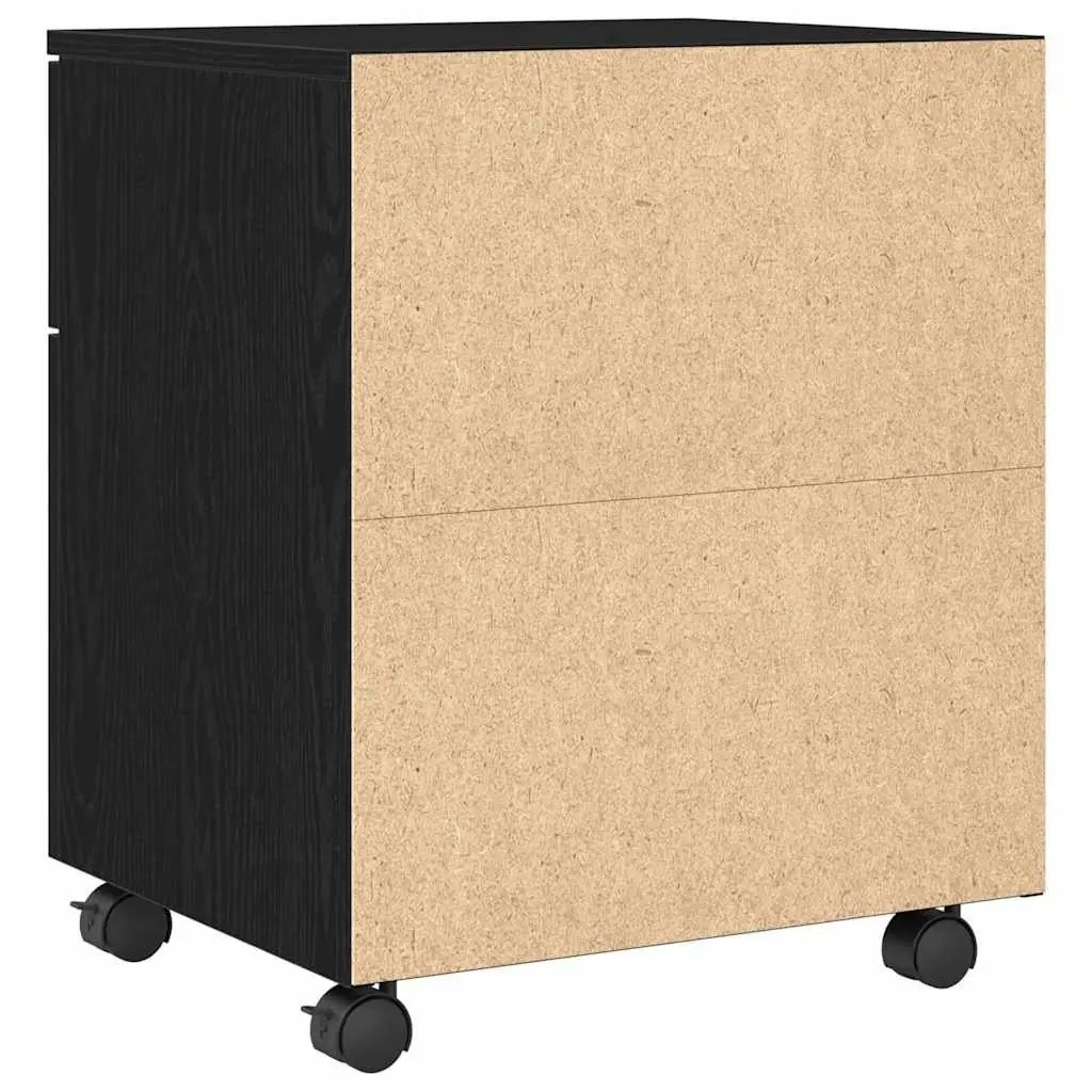 Black Oak Rolling File Cabinet 45x38x54cm for Office