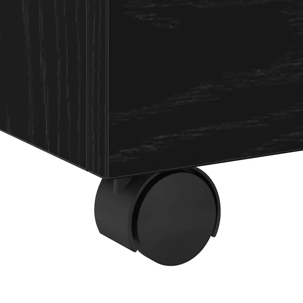Black Oak Rolling File Cabinet 45x38x54cm for Office