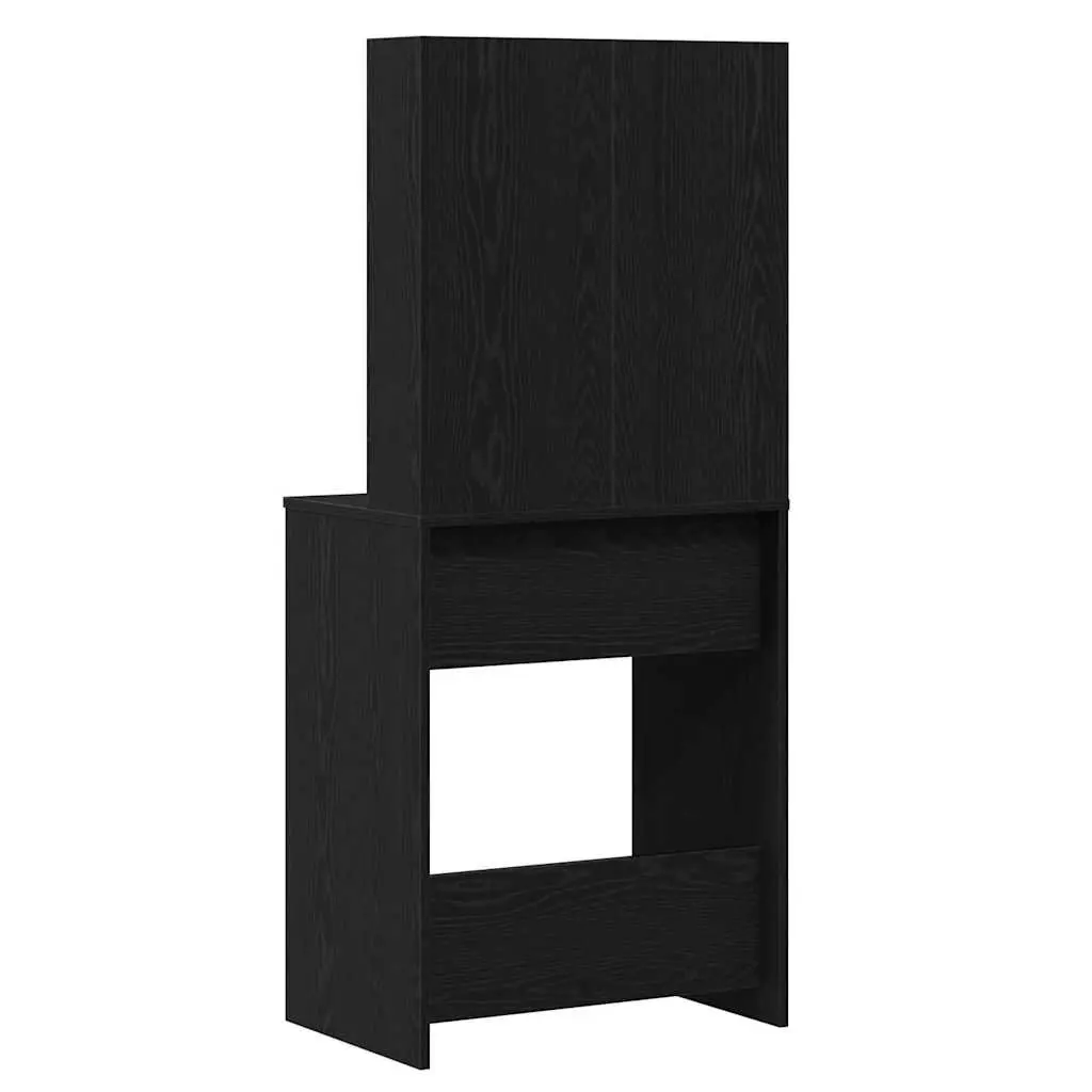 Black Dressing Table with LED Lights and Mirror