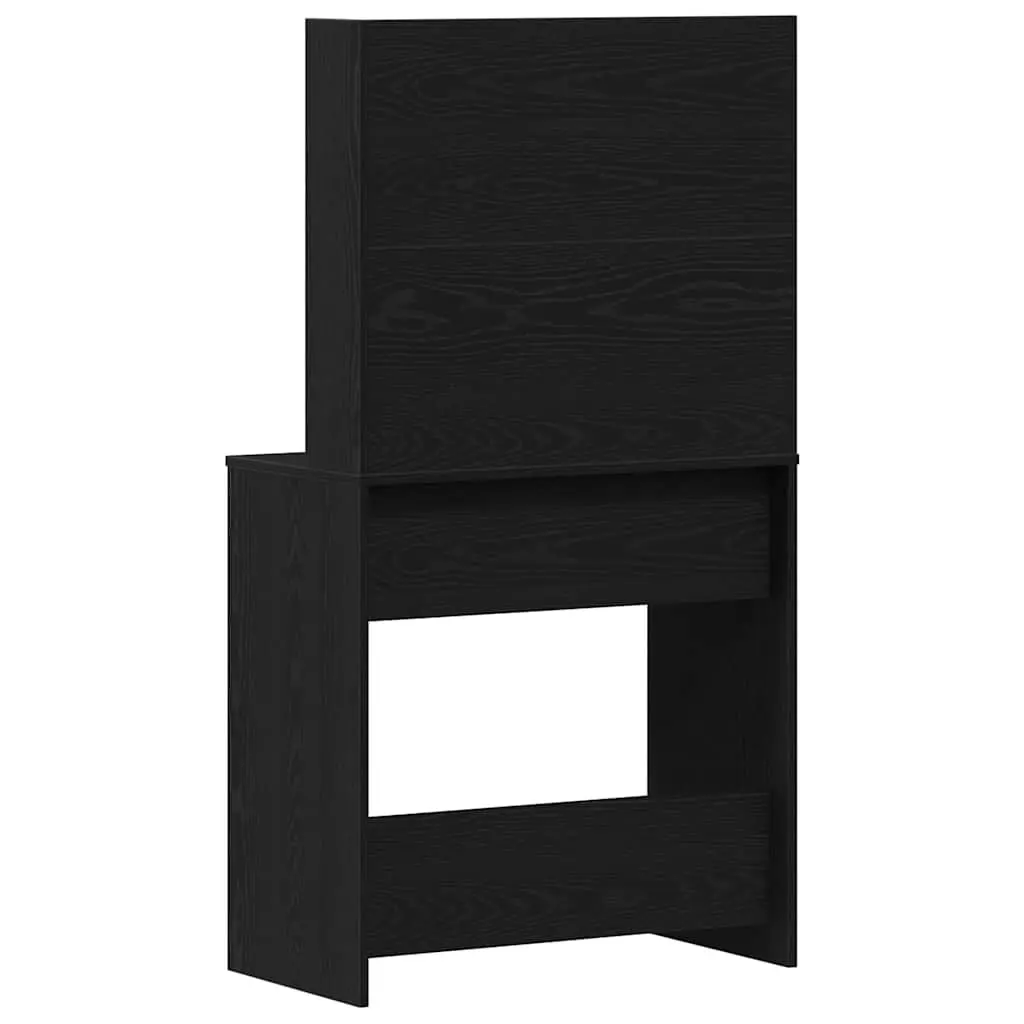 Black Oak Dressing Table with Acrylic Mirror and Drawers