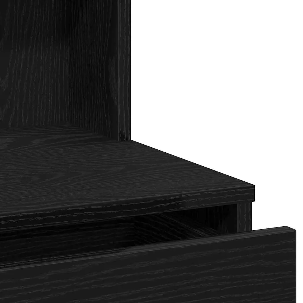 Black Oak Dressing Table with Acrylic Mirror and Drawers