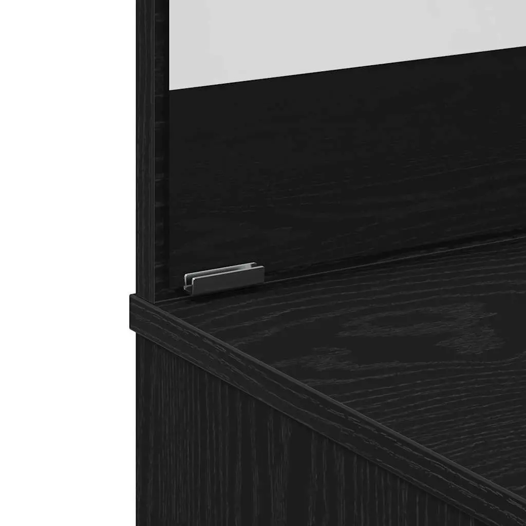 Black Oak Dressing Table with Acrylic Mirror and Drawers