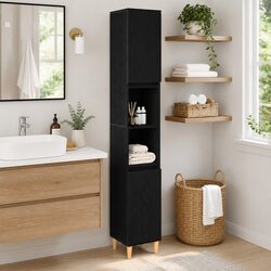 Black Oak Bathroom Storage Cabinet 30x30x190cm