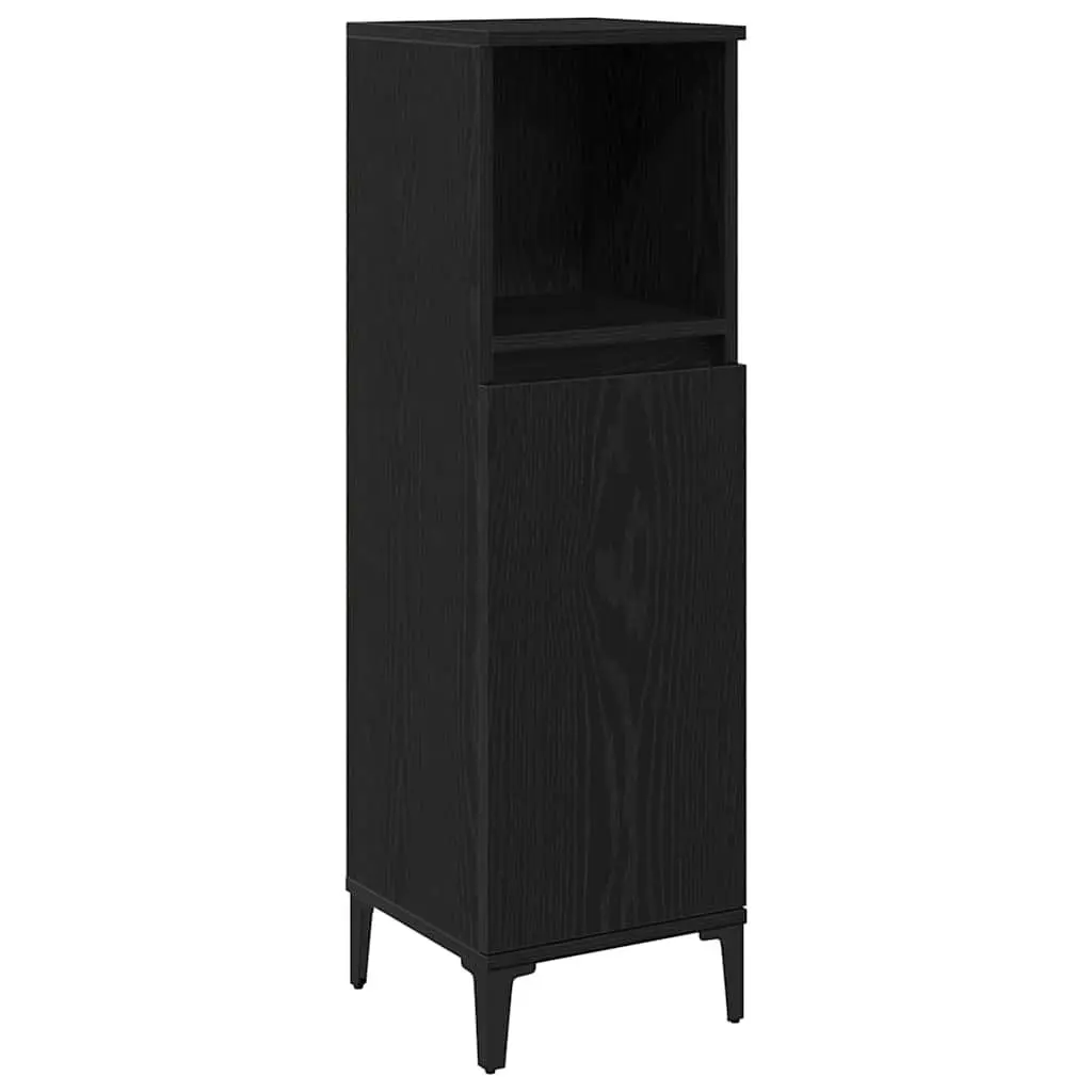 Bathroom Cabinet Engineered Wood Wall-Mounted Black 30 x 30 x 100 cm