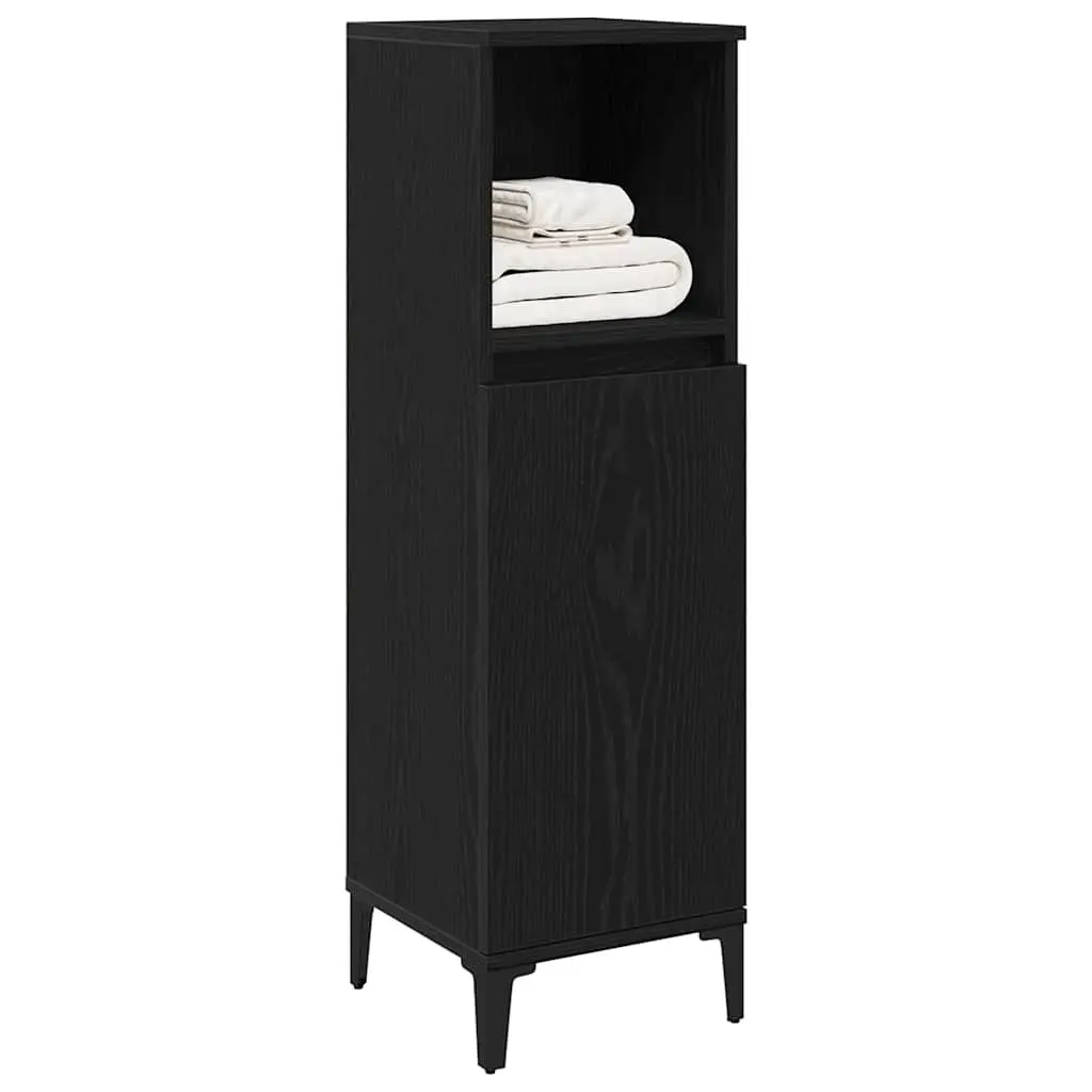Bathroom Cabinet Engineered Wood Wall-Mounted Black 30 x 30 x 100 cm