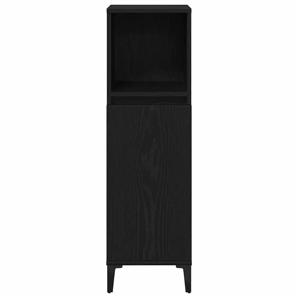 Bathroom Cabinet Engineered Wood Wall-Mounted Black 30 x 30 x 100 cm