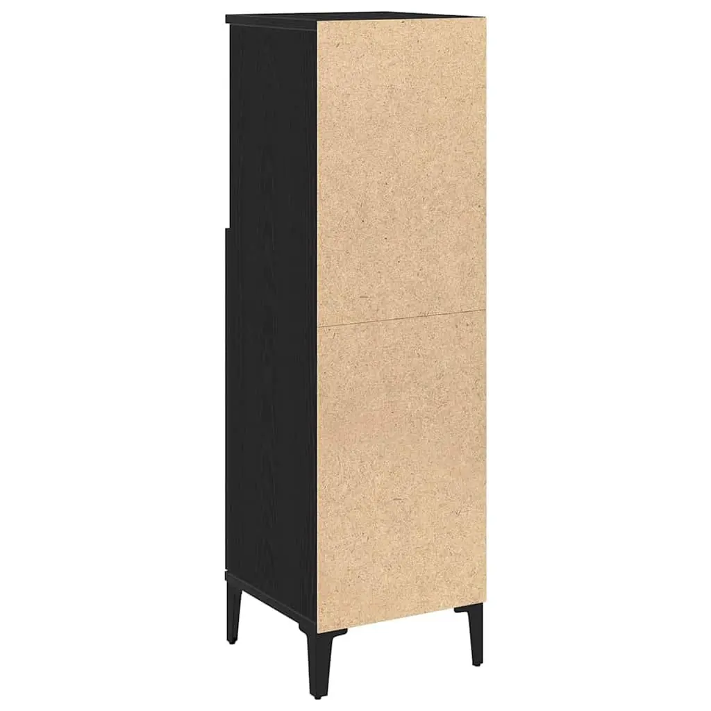 Bathroom Cabinet Engineered Wood Wall-Mounted Black 30 x 30 x 100 cm