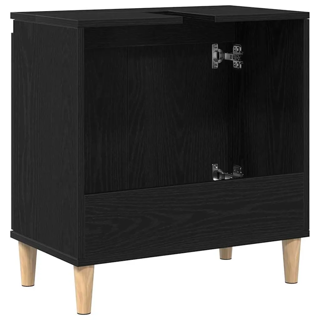 Black Oak Wall-Mounted Bathroom Vanity with Storage
