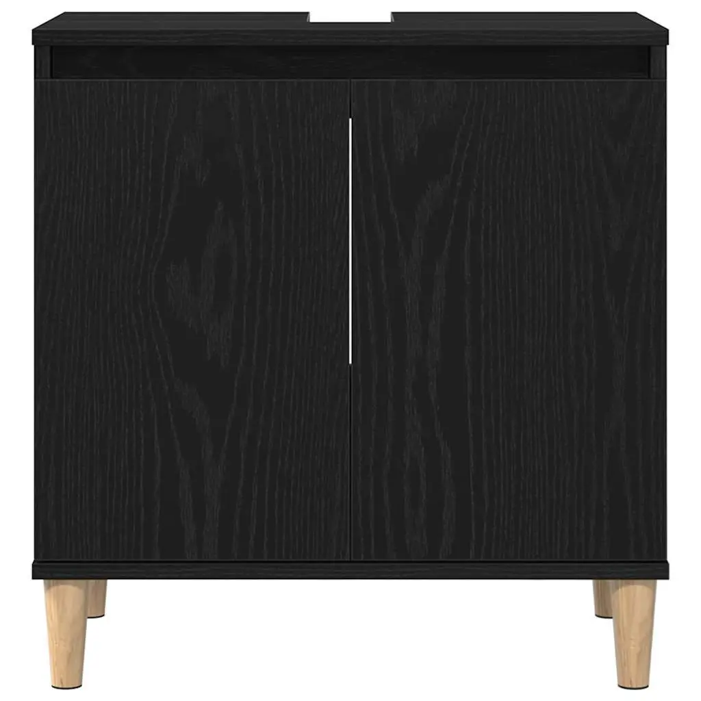 Black Oak Wall-Mounted Bathroom Vanity with Storage