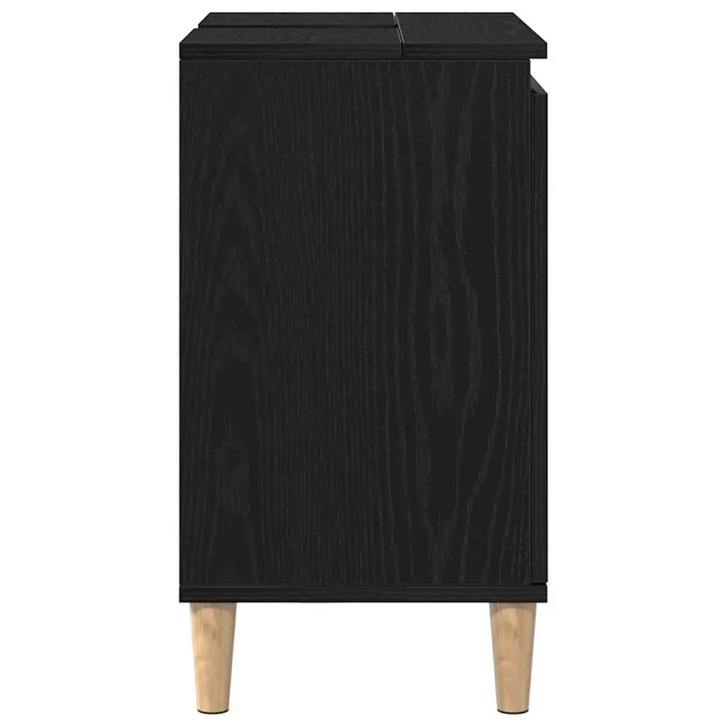 Black Oak Wall-Mounted Bathroom Vanity with Storage