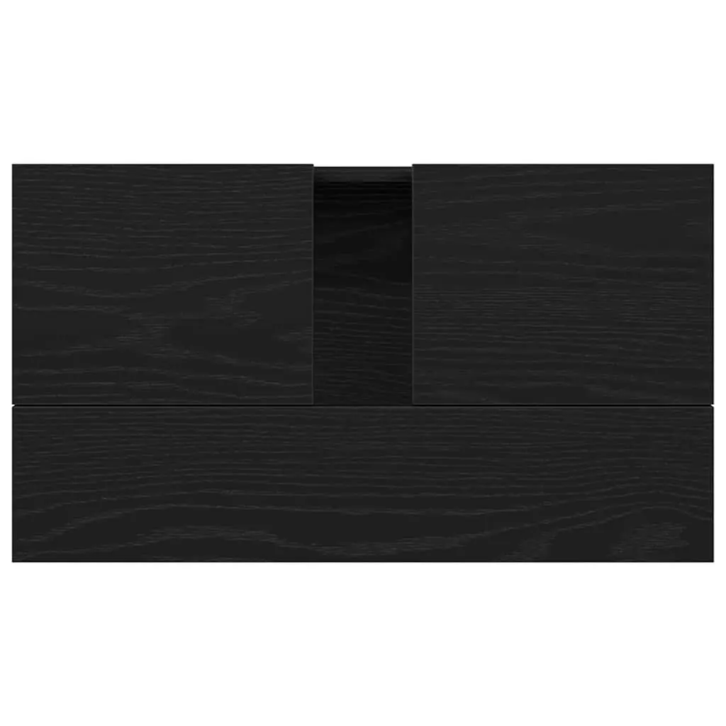 Black Oak Wall-Mounted Bathroom Vanity with Storage