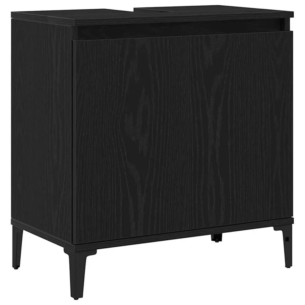 Wall-Mounted Bathroom Sink Cabinet in Black Oak