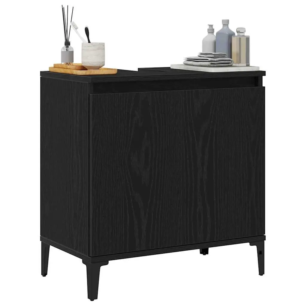 Wall-Mounted Bathroom Sink Cabinet in Black Oak