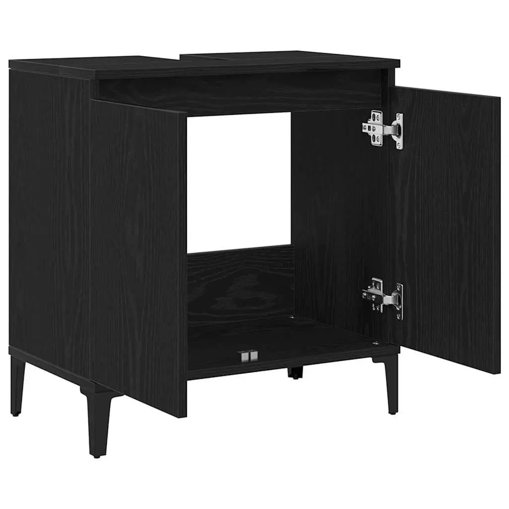 Wall-Mounted Bathroom Sink Cabinet in Black Oak