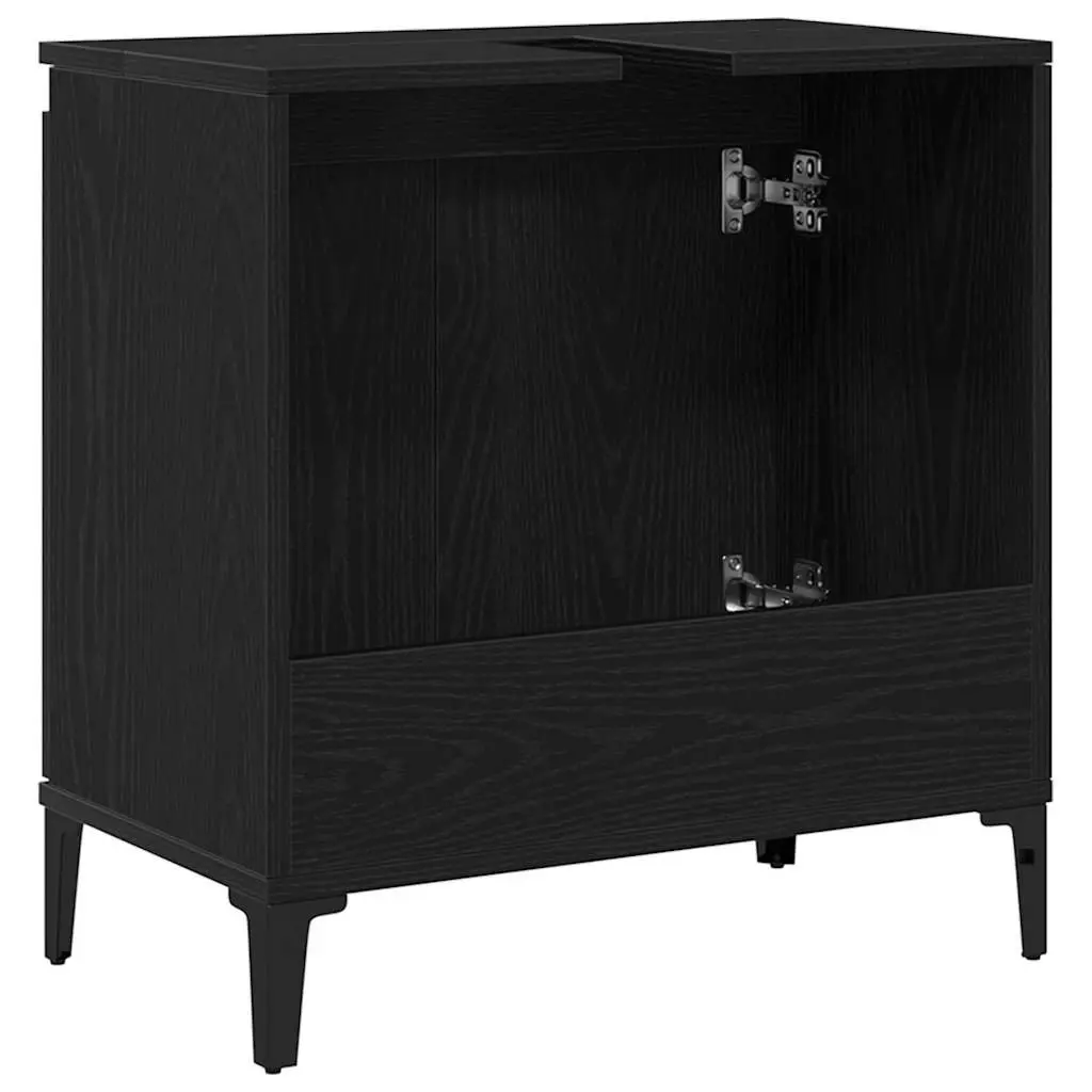 Wall-Mounted Bathroom Sink Cabinet in Black Oak