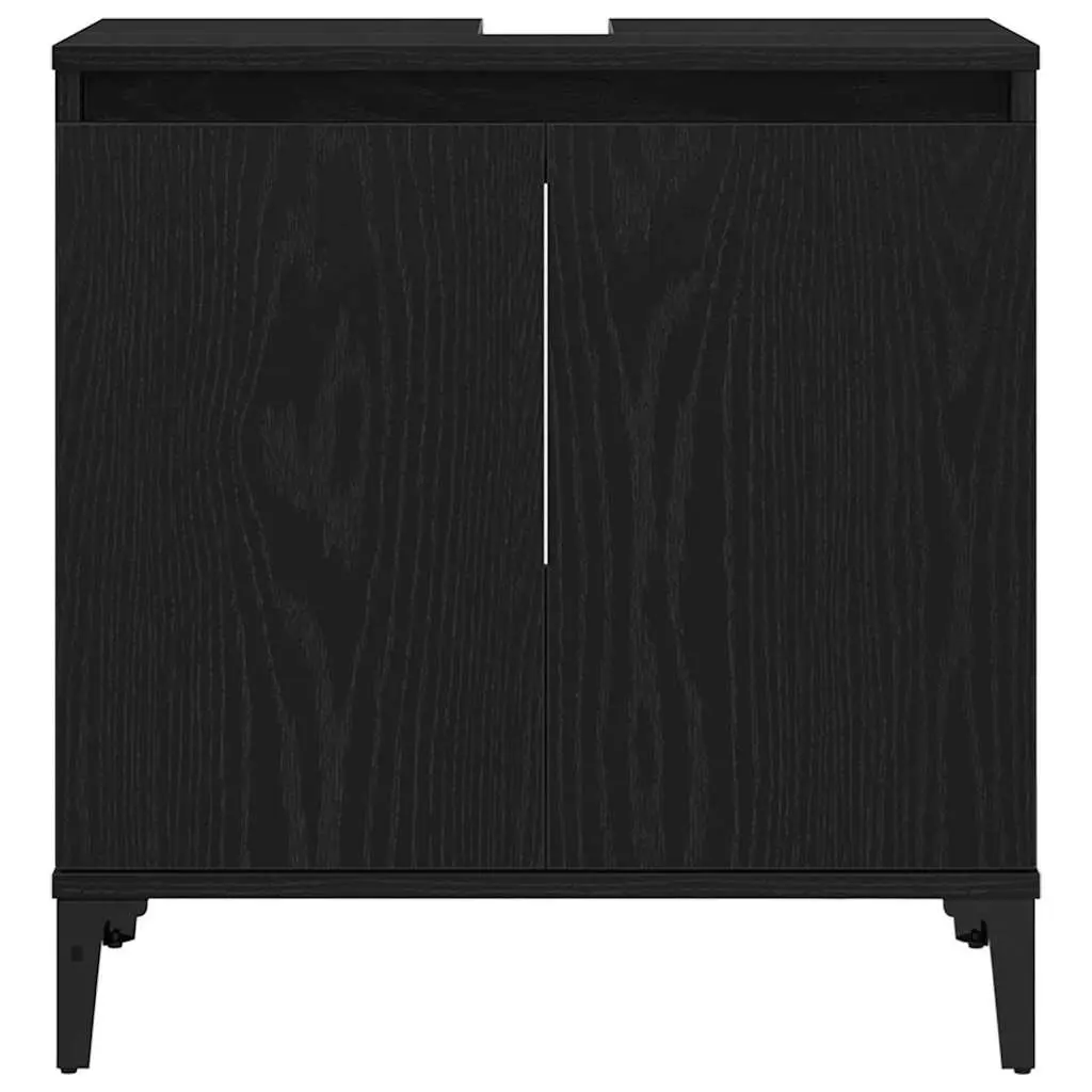 Wall-Mounted Bathroom Sink Cabinet in Black Oak