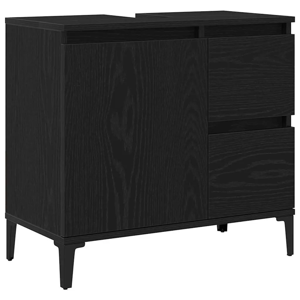 Wall-Mounted Bathroom Vanity Cabinet in Black Oak