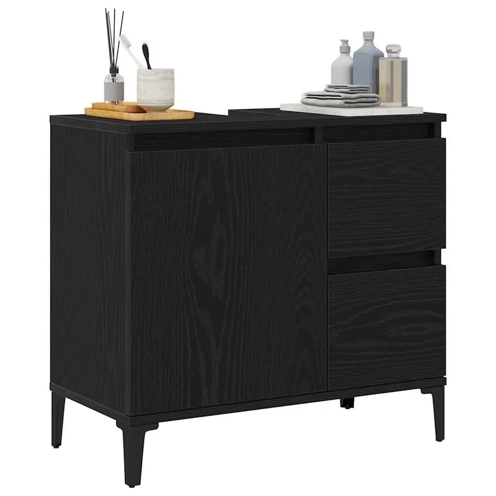 Wall-Mounted Bathroom Vanity Cabinet in Black Oak